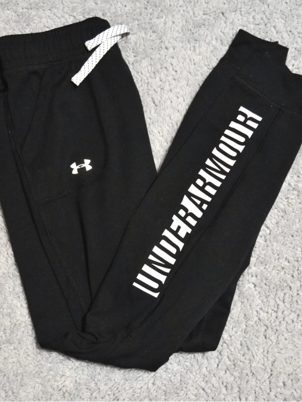 Under Armour Black Jogger Pants with White Logo Stripe
